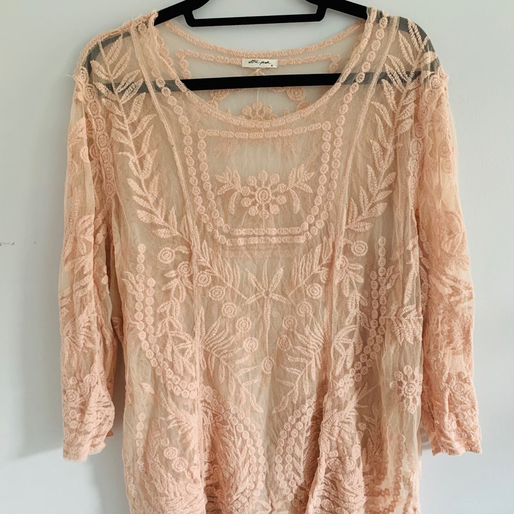 Ultra pink 3/4 Embroidered shirt